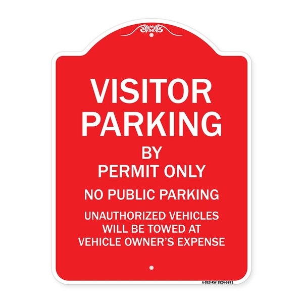 Signmission Visitor Parking By Permit No Public Parking Heavy-Gauge Aluminum Sign, 24" x 18", RW-1824-9871 A-DES-RW-1824-9871 - main